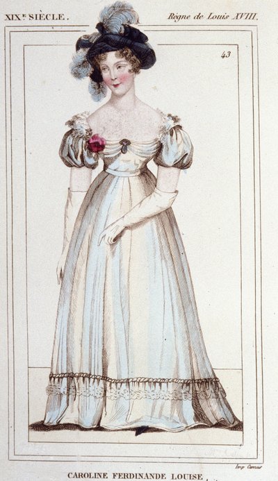 Caroline Ferdinande Louise of Naples, Duchess of Berry. Wife of the Duke of Berry. Engraving from 1830 by Unknown artist