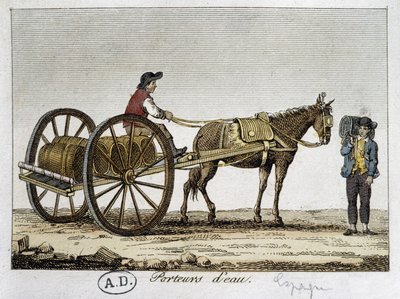 Cart and water carrier in Spain - 19th century by Unknown artist