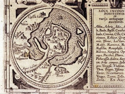 Carthage view of the Gulf of Tunis in a 17th century historical atlas by Unknown artist