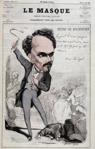 Cartoon by Henri de Rochefort, French journalist and politician who displayed republican positions hostile to the worse. in "Le Masque" of 1867 by Unknown artist