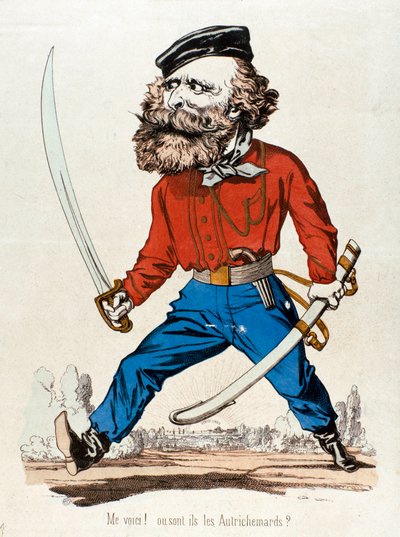 Cartoon depicting Giuseppe Garibaldi exclaiming 