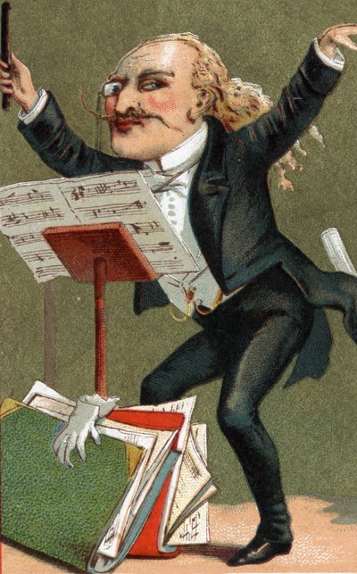 Cartoon of a conductor at the end of the 19th century. by Unknown artist