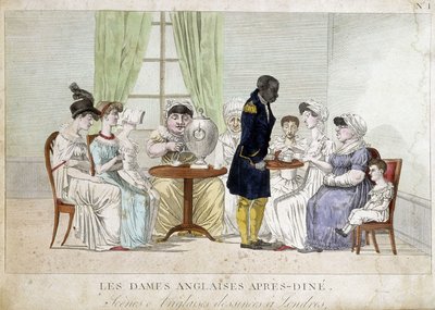 Cartoon on English bourgeois women of the 19th century: 