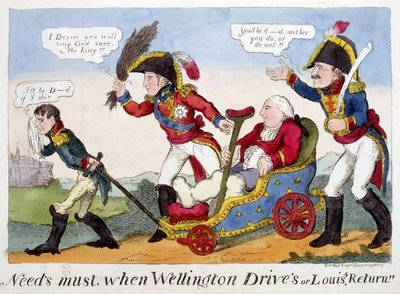 Cartoon on Napoleon 1er, Louis XVIII and Wellington - in 