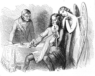 Cartoon on Niccolo Paganini (1782 - 1840). by Unknown artist