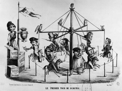 Cartoon on the first round of the presidential elections of 1848. Louis-Napoleon Bonaparte symbolized with the eagle... by Unknown artist