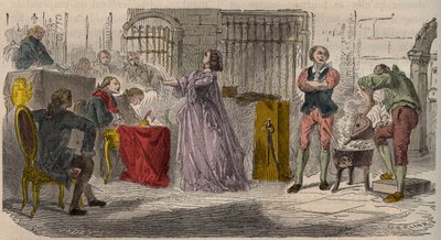 Case of the collar, the trial: Jeanne de Valois-Saint-Remy, Comtesse de La Motte before the Parliament of Paris. Engraving of the 19th century by Unknown artist