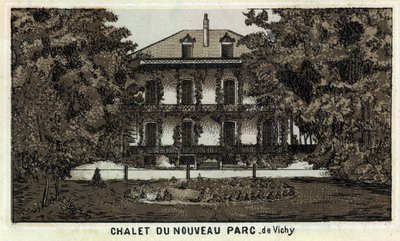 Chalet of the new park of Vichy (Allier and the Auvergne region). Chromolithography of the late 19th century by Unknown artist