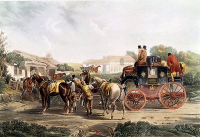 Change of Hitch at the Inn During a Journey by Coach by Unknown artist