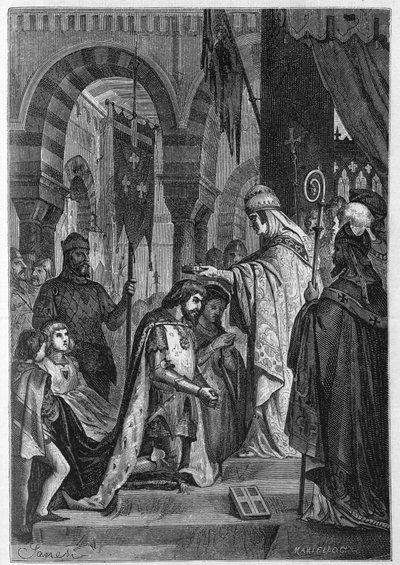 Charles I of Anjou (Charles I of Sicily) was invested in the Kingdom of Sicily on 28/06/1265 by Pope Clement IV by Unknown artist