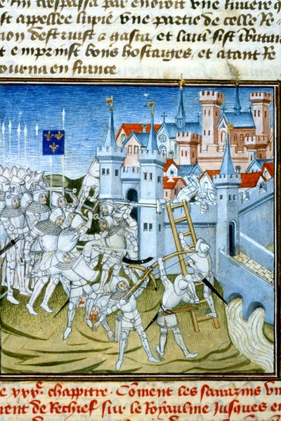 Charles Martel in Poitiers, 732 - Miniature of the 14th century by Unknown artist