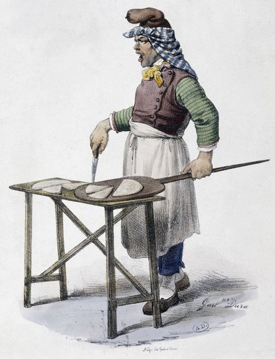 Cheese merchant in Italy - lithography by Unknown artist