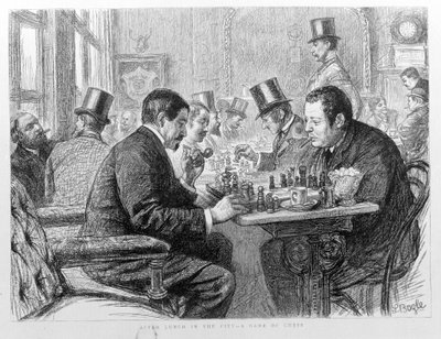 Chess players in the city of London in 1890. by Unknown artist