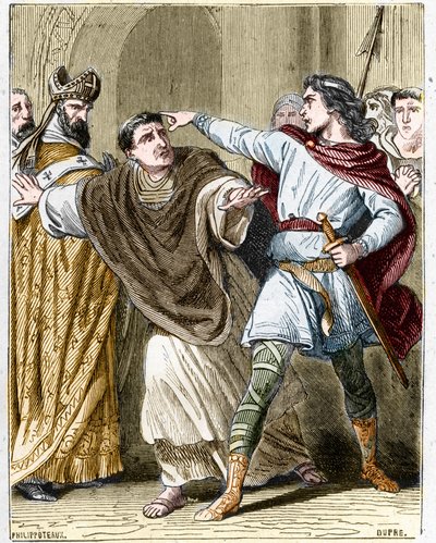 Childeric II, King of the Franks from 670 to 673, had the Bishop Saint Leger (616-675) Locked in the Abbey of Luxeuil. by Unknown artist