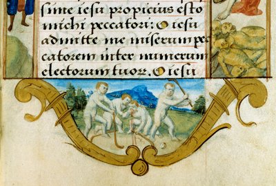 Children Playing Ball Game, Hockey Ancestor (Detail) by Unknown artist