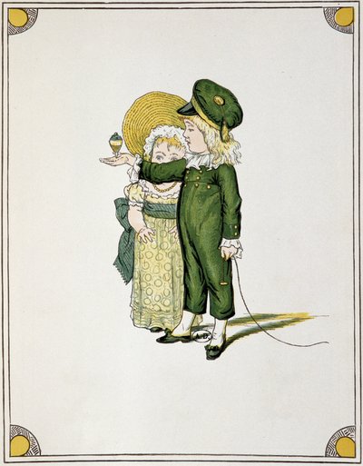 Children playing the top - drawing by Unknown artist