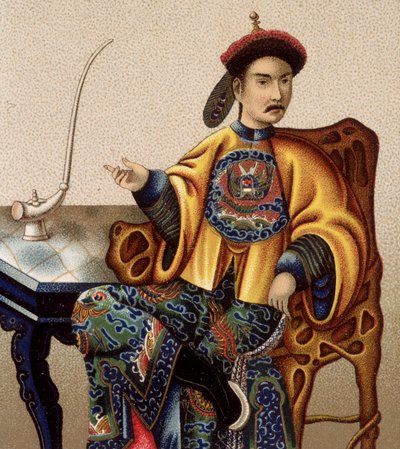 Chinese aristocrat sitting smoking opium - 19th century by Unknown artist