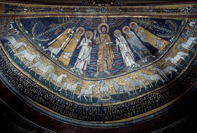 Christ among St Paul, St Cecilia, St Pascal, St Peter, St Valeriano and St Agata by Unknown artist