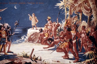 Christopher Columbus predicts the moon eclipse to the Indians by Unknown artist