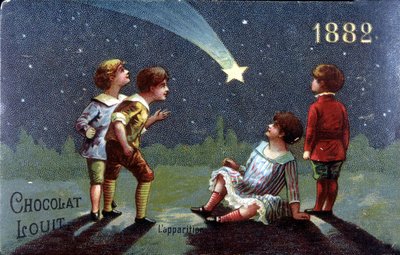 Children make a wish at the appearance of the star - Chromolithography Chocolat Louit from 1882 by Unknown artist