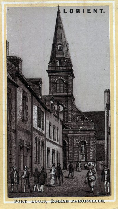 Church Parish of Port Louis, Pays de Lorient, Morbihan, Brittany. Chromolithography of the Late 19th Century by Unknown artist