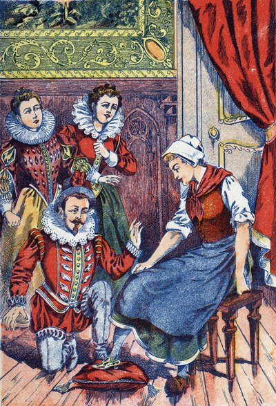 Cinderella Tries the Slipper. Illustration for 