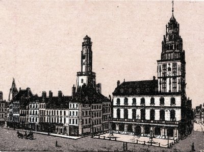 City of Calais: old lighthouse and town hall by Unknown artist