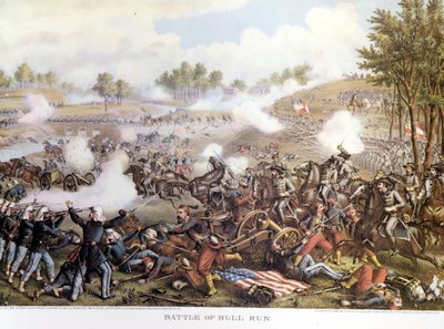 American Civil War: First Battle of Bull Run or First Battle of Manassas. Engraving by Unknown artist