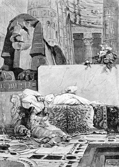 Cleopatra (69 BC - 30 BC) and Antony or Mark Antony (83 BC - 30 BC) after the defeat to the Roman Empire. Engraving of the 19th century. by Unknown artist