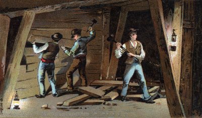 Coal mine in France at the end of the 19th century: Wood gallery by Unknown artist