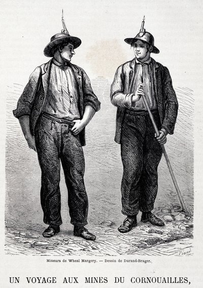 Coal mines in England: 2 miners from Wheal Margery, “Tour du Monde” by Unknown artist