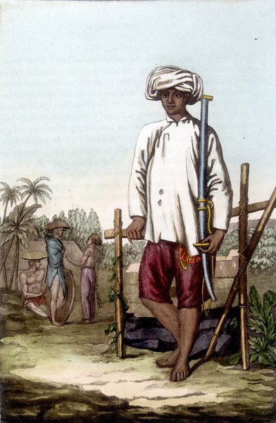 Cochinese soldier. Bibliotheque des arts décoratifs de Paris “Le costume ancien et moderne” by Unknown artist