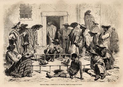 Cockfighting in the village of Marinilla, Colombia by Unknown artist