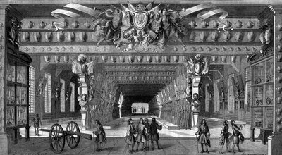 Collection of antique weapons at the Bastille under Louis XIV by Unknown artist