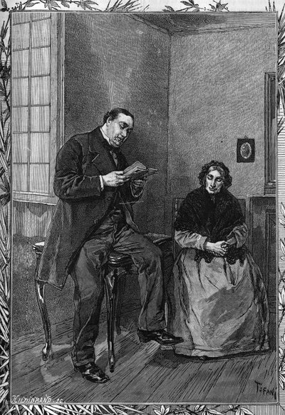 Comedian Moessard is reading to his wife. Engraving in the illustrious journal 