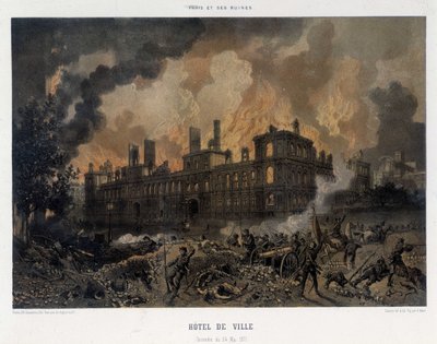 Commune of Paris: The Fire of the City Hall of Paris on May 24 by Unknown artist