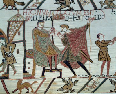 Conquest of England by William the Conqueror in 1066: A Lookout Reports to William at the Battle of Hastings (Detail of Bayeux Tapestry) by Unknown artist