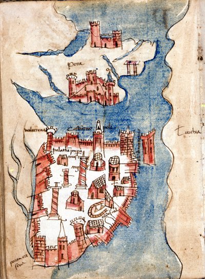 Constantinople, manuscript map of Venice of the 15th century by Unknown artist