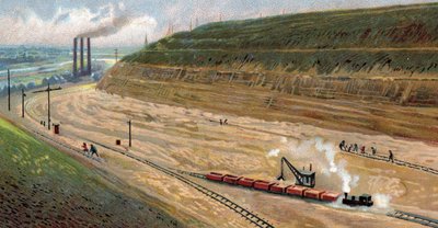 Construction of the Albert Canal in the 1930s, Belgium by Unknown Artist