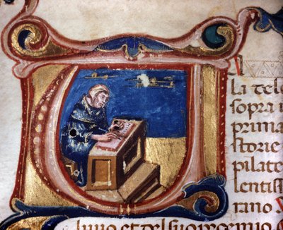 Copist monk (13th century manuscript) by Unknown artist