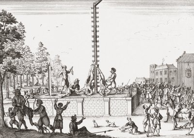 Corpses of Johan and Cornelis de Witt Hanging on Gallows by Unknown artist