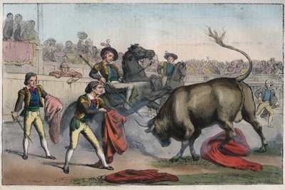 Bull Charging a Picador - Engraving from 