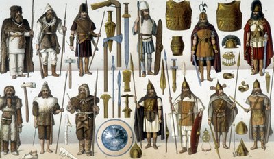 Costumes, Armor and Weapons of Barbarian Warriors by Unknown artist