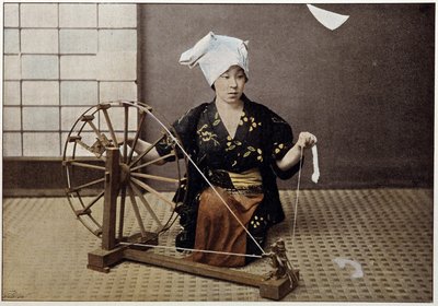 Cotton spinning machine in Japan, late 19th century by Unknown artist