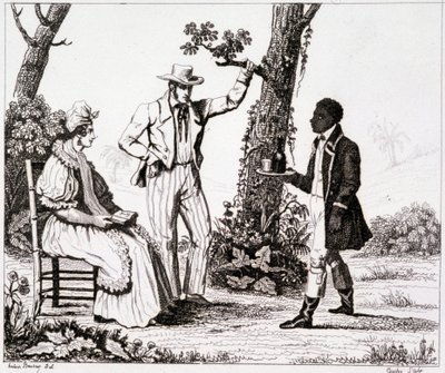 Creole of Martinique (black servant and a couple of whites) - in "Picturesque France", T.III by Unknown artist