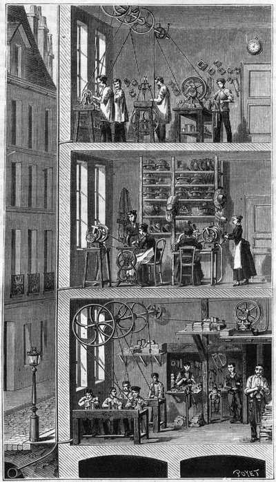 Cross section of a house on rue Beaubourg in Paris, showing the use of force distribution. - A l