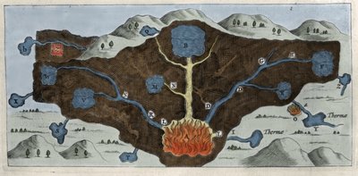 Cross section of the earth crust demonstrating the origin of the thermal springs - 17th century by Unknown artist