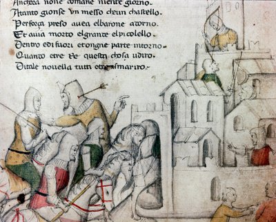 Crusaders Attacking a Moorish Fortress Illustration for the Tuscan Poem 