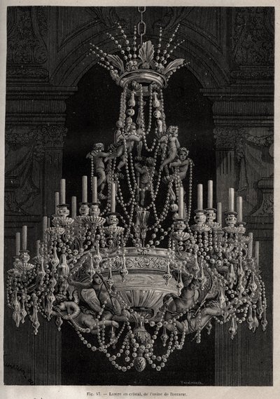 Crystal chandelier from the Baccarat factory - engraving in 