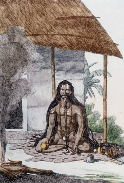 Culture, Civilization and Indian Society: Portrait of a Fakir during prayer, India. Engraving 1808 by Unknown artist